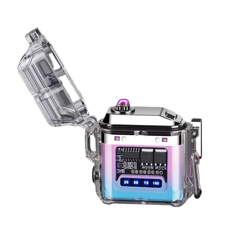 2025 New Transparent Shell Double Arc USB Electronic Lighter TYPE-C Fast Charge COB Lighting Plasma Lighter Electric Waterproof