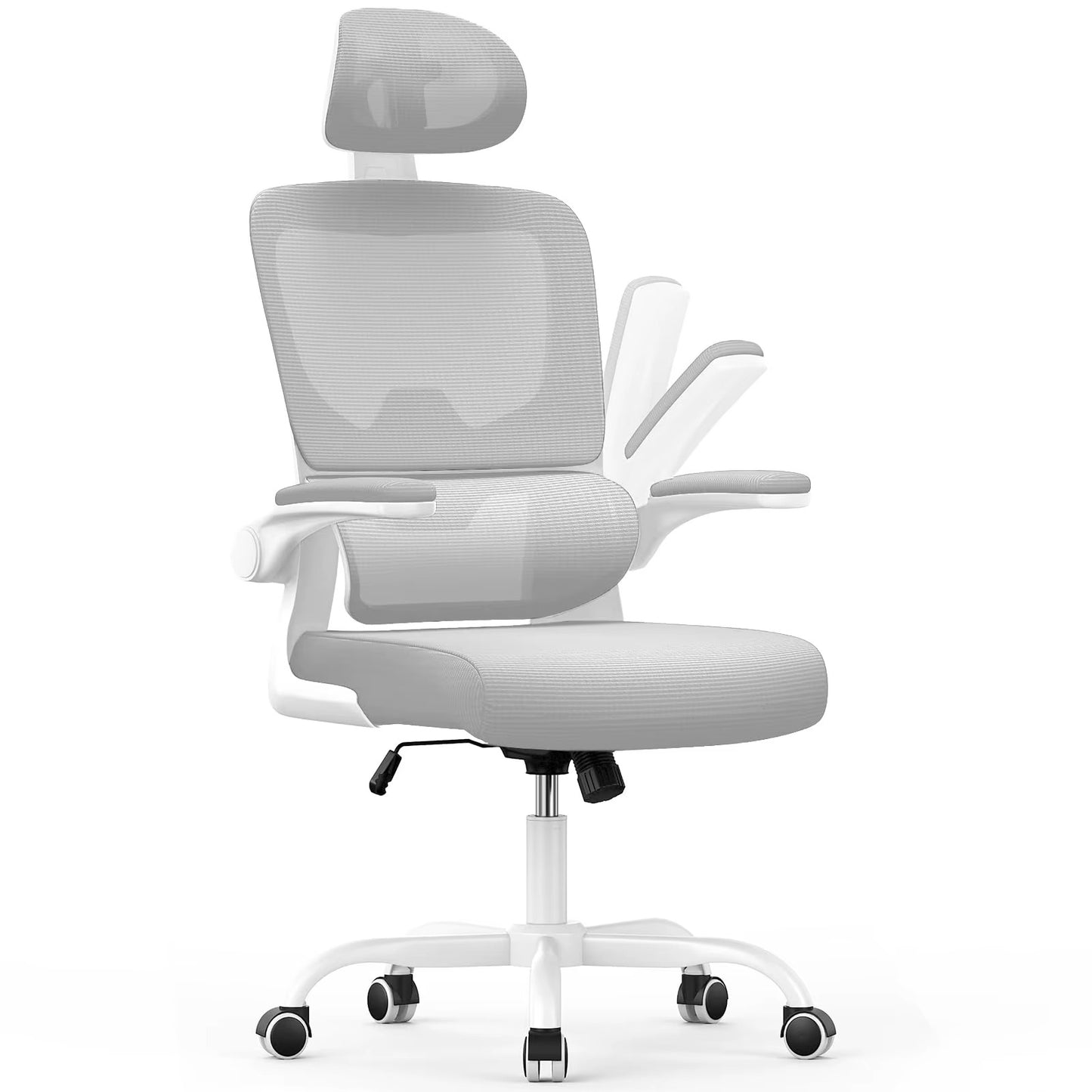 Ergonomic Office Chair with Lumbar Support, Home Office Desk Computer Chairs Adjustable Headrest and Flip-up Armrests