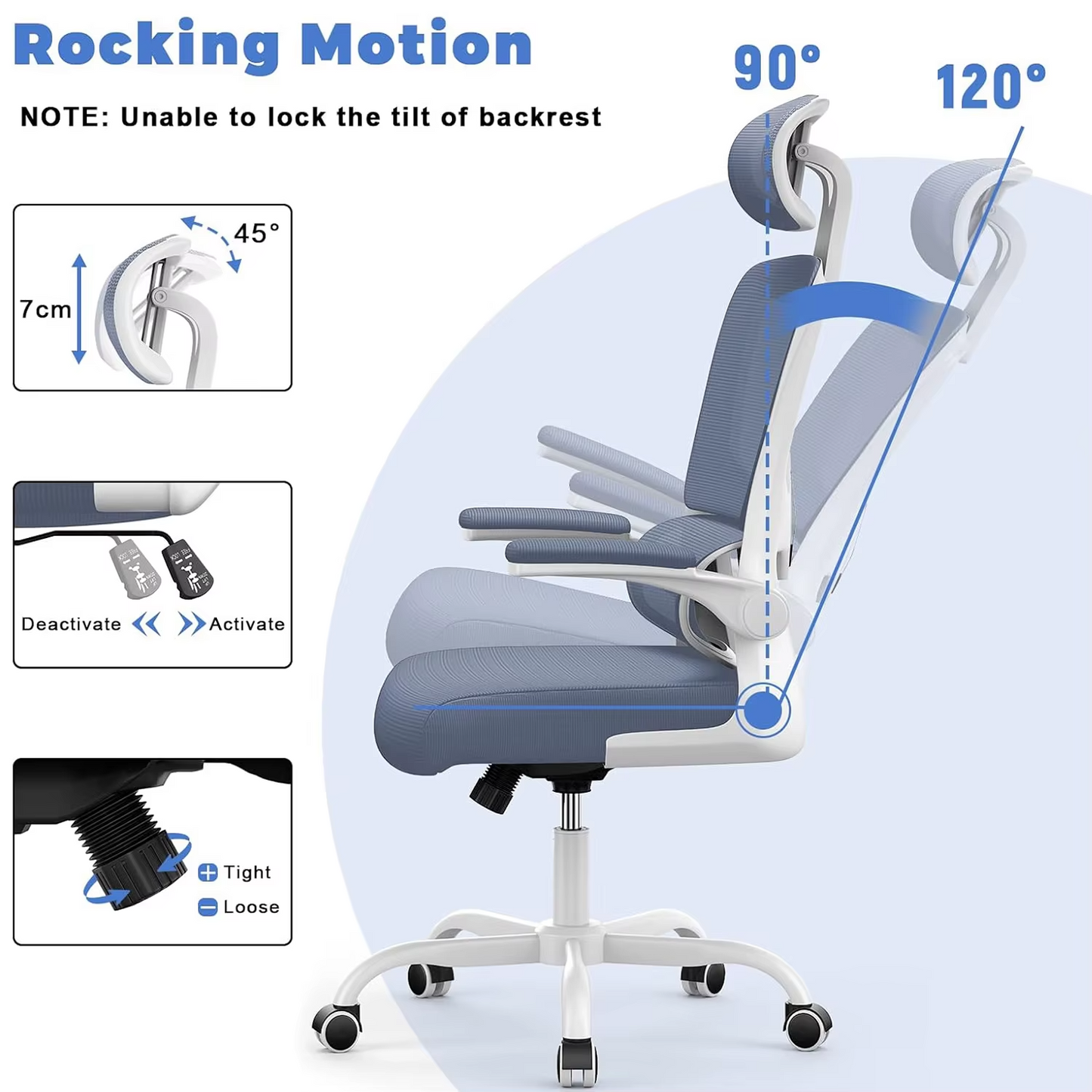 Ergonomic Office Chair with Lumbar Support, Home Office Desk Computer Chairs Adjustable Headrest and Flip-up Armrests
