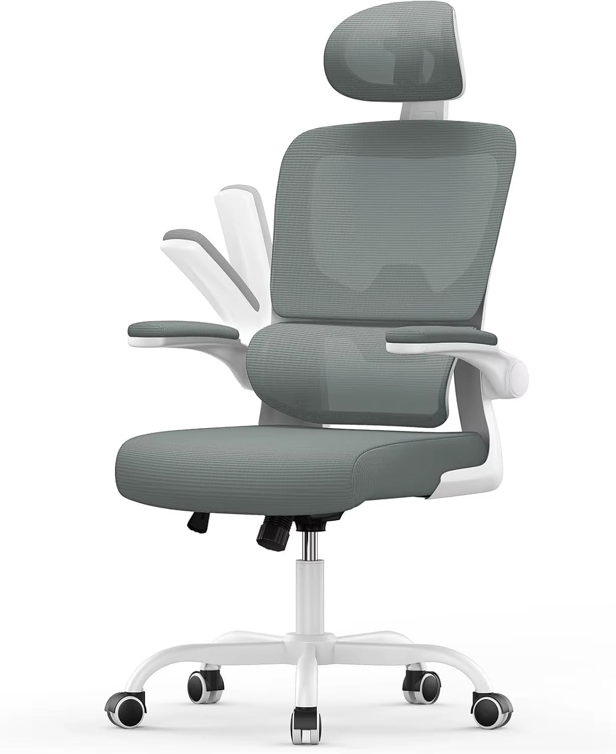 Ergonomic Office Chair with Lumbar Support, Home Office Desk Computer Chairs Adjustable Headrest and Flip-up Armrests