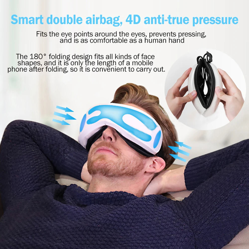 6D Smart Bluetooth Music Eye Massager Vibration Airbag Compress