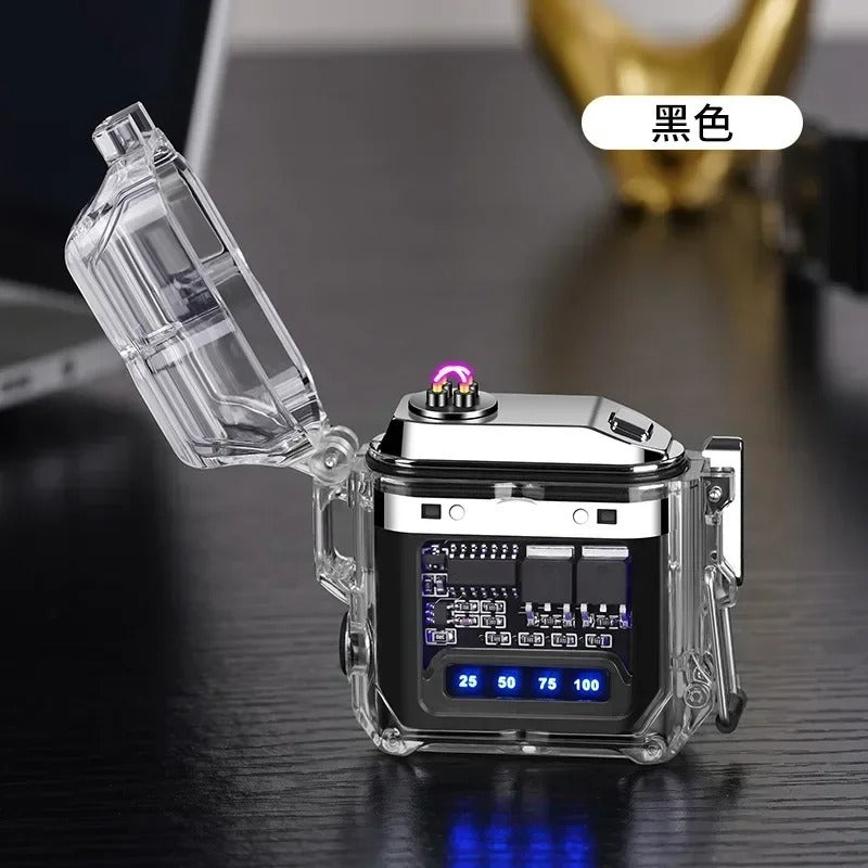 2025 New Transparent Shell Double Arc USB Electronic Lighter TYPE-C Fast Charge COB Lighting Plasma Lighter Electric Waterproof
