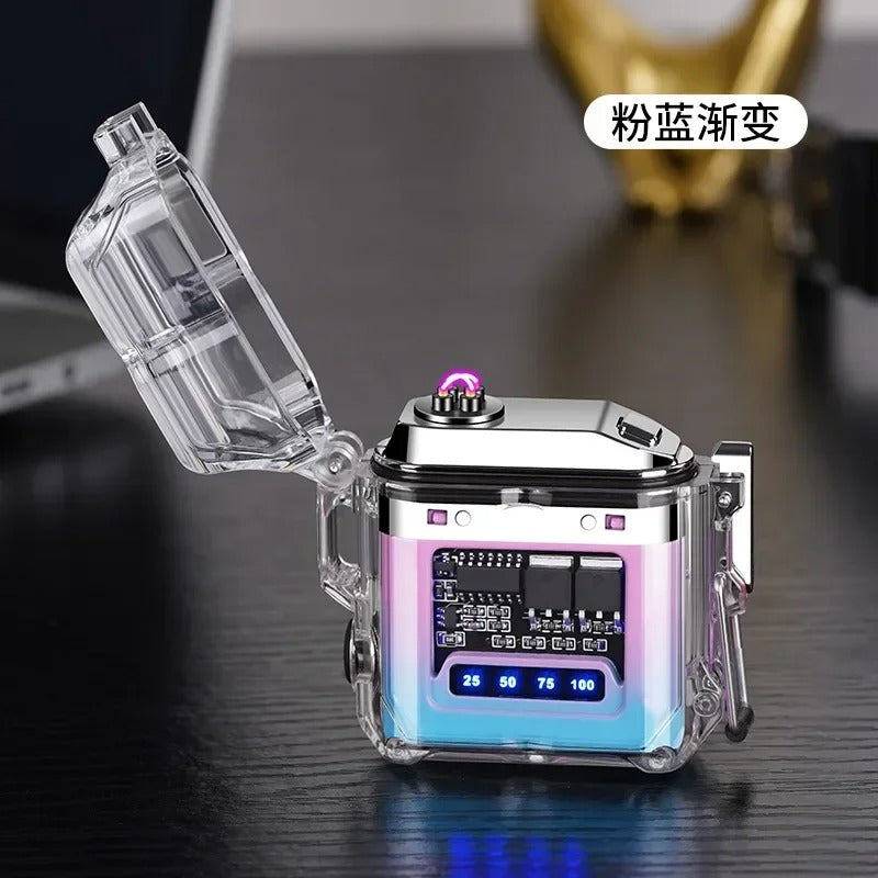 2025 New Transparent Shell Double Arc USB Electronic Lighter TYPE-C Fast Charge COB Lighting Plasma Lighter Electric Waterproof