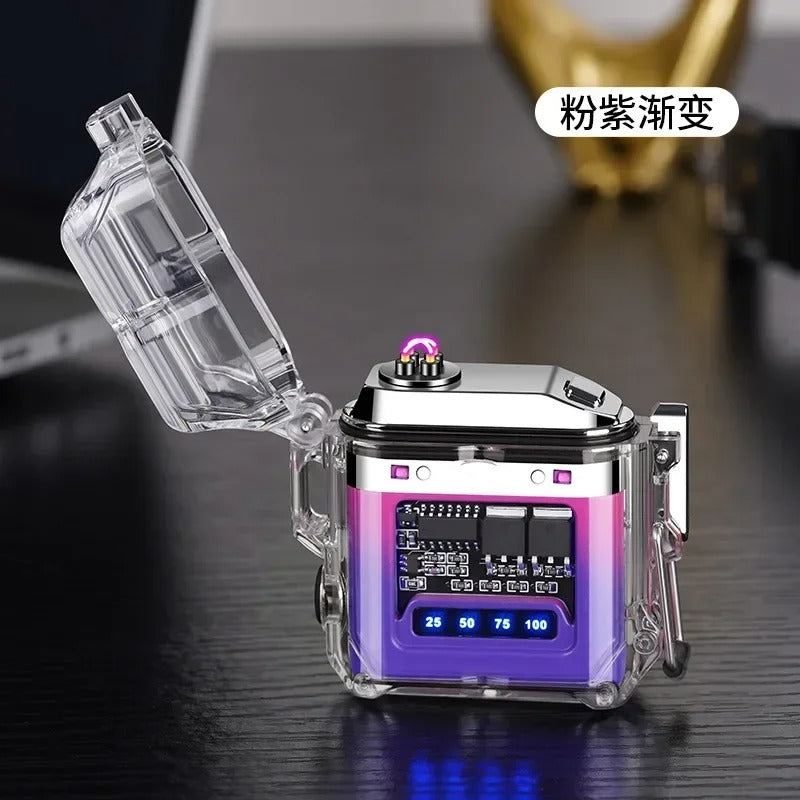 2025 New Transparent Shell Double Arc USB Electronic Lighter TYPE-C Fast Charge COB Lighting Plasma Lighter Electric Waterproof