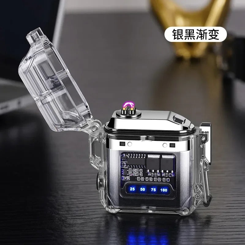 2025 New Transparent Shell Double Arc USB Electronic Lighter TYPE-C Fast Charge COB Lighting Plasma Lighter Electric Waterproof