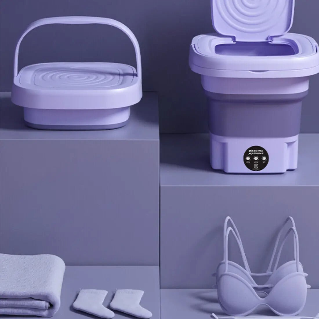 8L Portable Small Foldable Washing Machine with Spin Dryer For Socks Underwear Panties Washer Household Mini Washing Machine