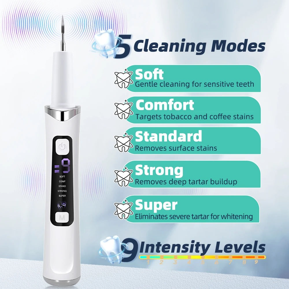 Electric Ultrasonic Dental Scaler 5 Modes Calculus Oral Tartar Remover Tooth Stain Cleaner Teeth Whitening Oral Care