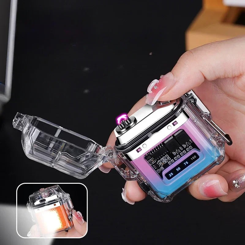 2025 New Transparent Shell Double Arc USB Electronic Lighter TYPE-C Fast Charge COB Lighting Plasma Lighter Electric Waterproof