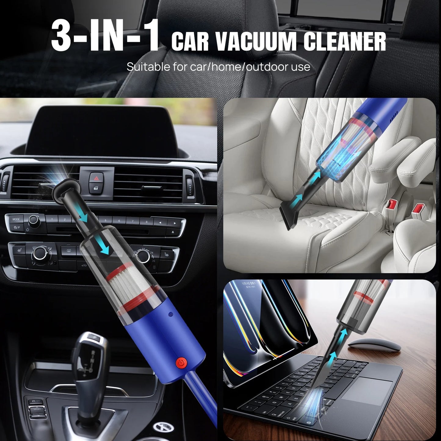 Car Wireless Vacuum Cleaner Strong Suction Handheld Wet Dry Auto Vacuum Home & Car Dual Use Mini Vacuum Cleaner Home Appliance
