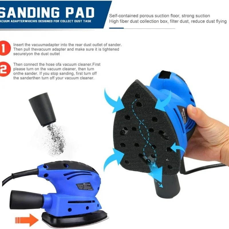 130W Detail Sander Handheld Electric Sander Palm Sander Mouse Sander Small Sanding Machine for Wood Wall Sanding Polishing