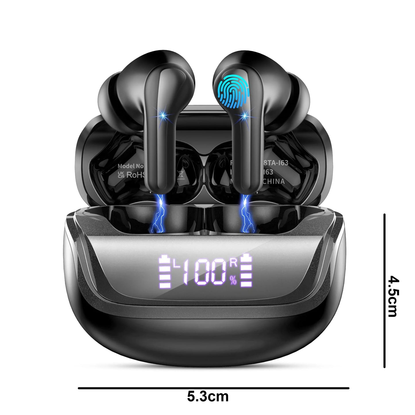 Wireless Earbuds, Bluetooth 5.3 Earbuds Stereo Bass, iNoise Cancelling Mic, Earphones IPX7 Waterproof Sports, 35H Playback.