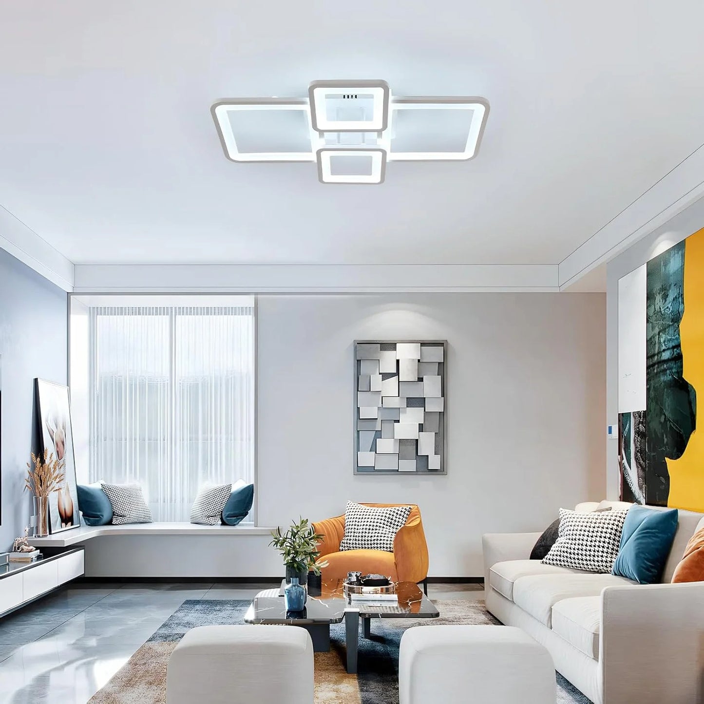 Modern LED Ceiling Light,54W Dimmable Ceiling Light with Remote Control Ceiling Lamp for Living Room