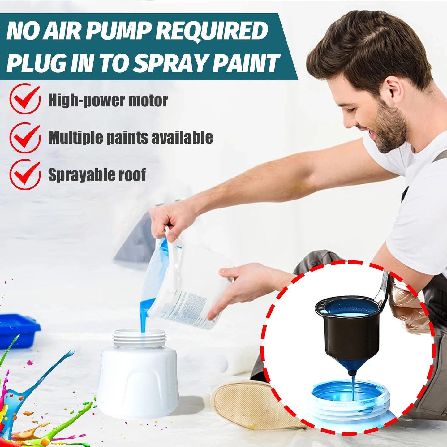 1000ML Cordless Electric Paint Sprayer with 2x3.0Ah Battery and Nozzles replace for Makita 18V Battery HVLP Spray Gun