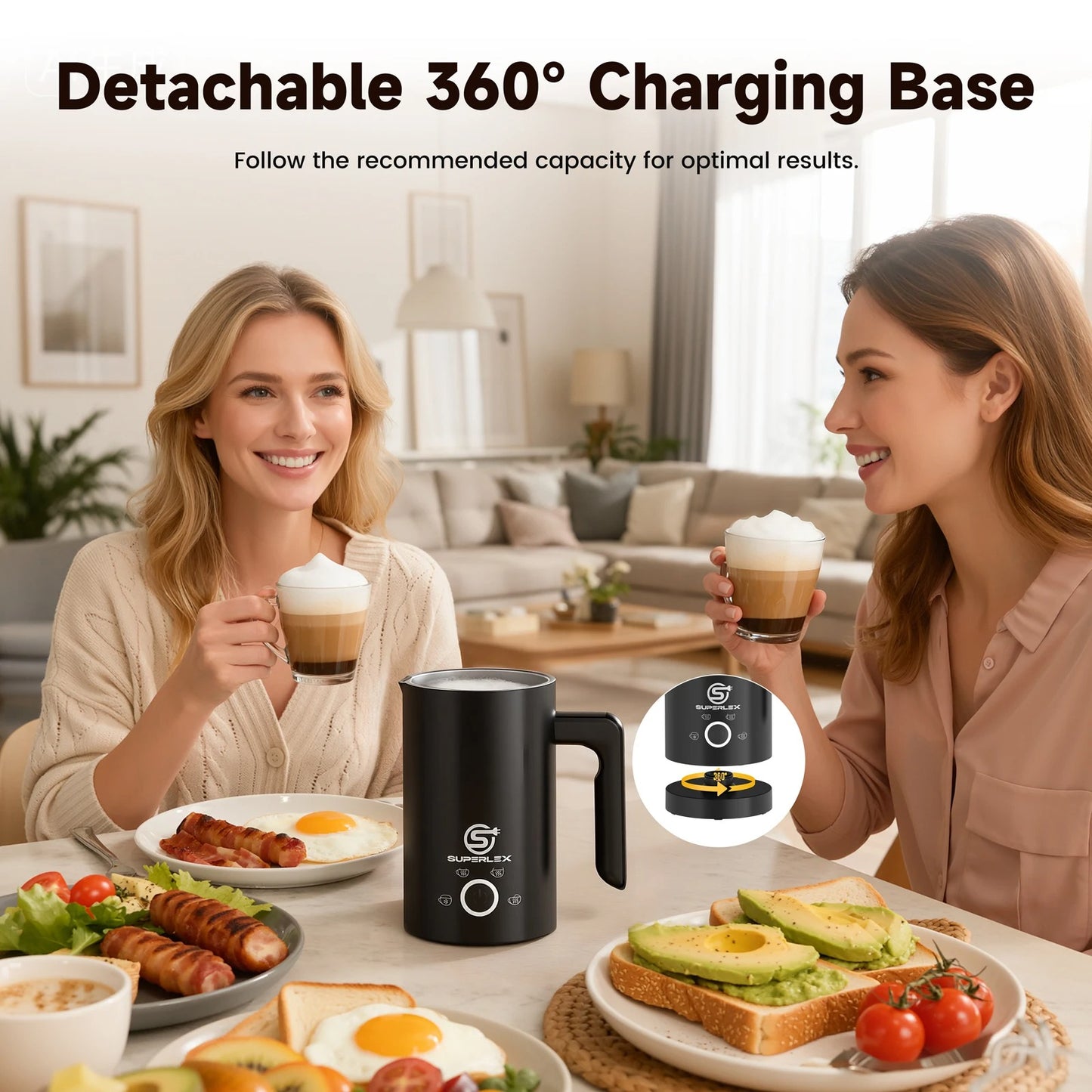 SUPERLEX 500W Electric Milk Frother 4in1 Milk Foamer for Cappuccino Coffee Latte Mixer heater Warmer Double Layer Insulation NEW