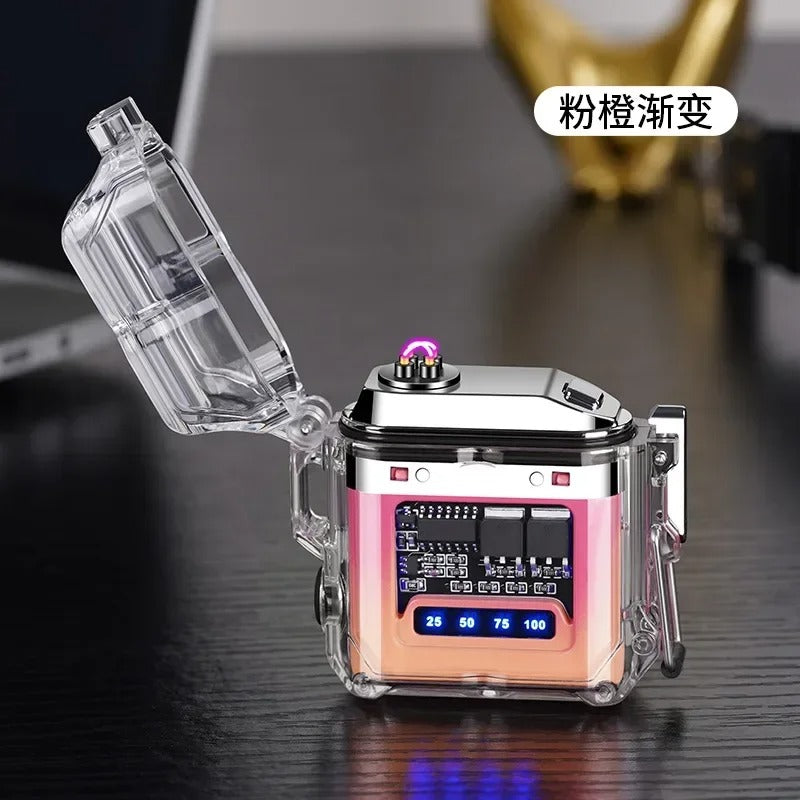 2025 New Transparent Shell Double Arc USB Electronic Lighter TYPE-C Fast Charge COB Lighting Plasma Lighter Electric Waterproof